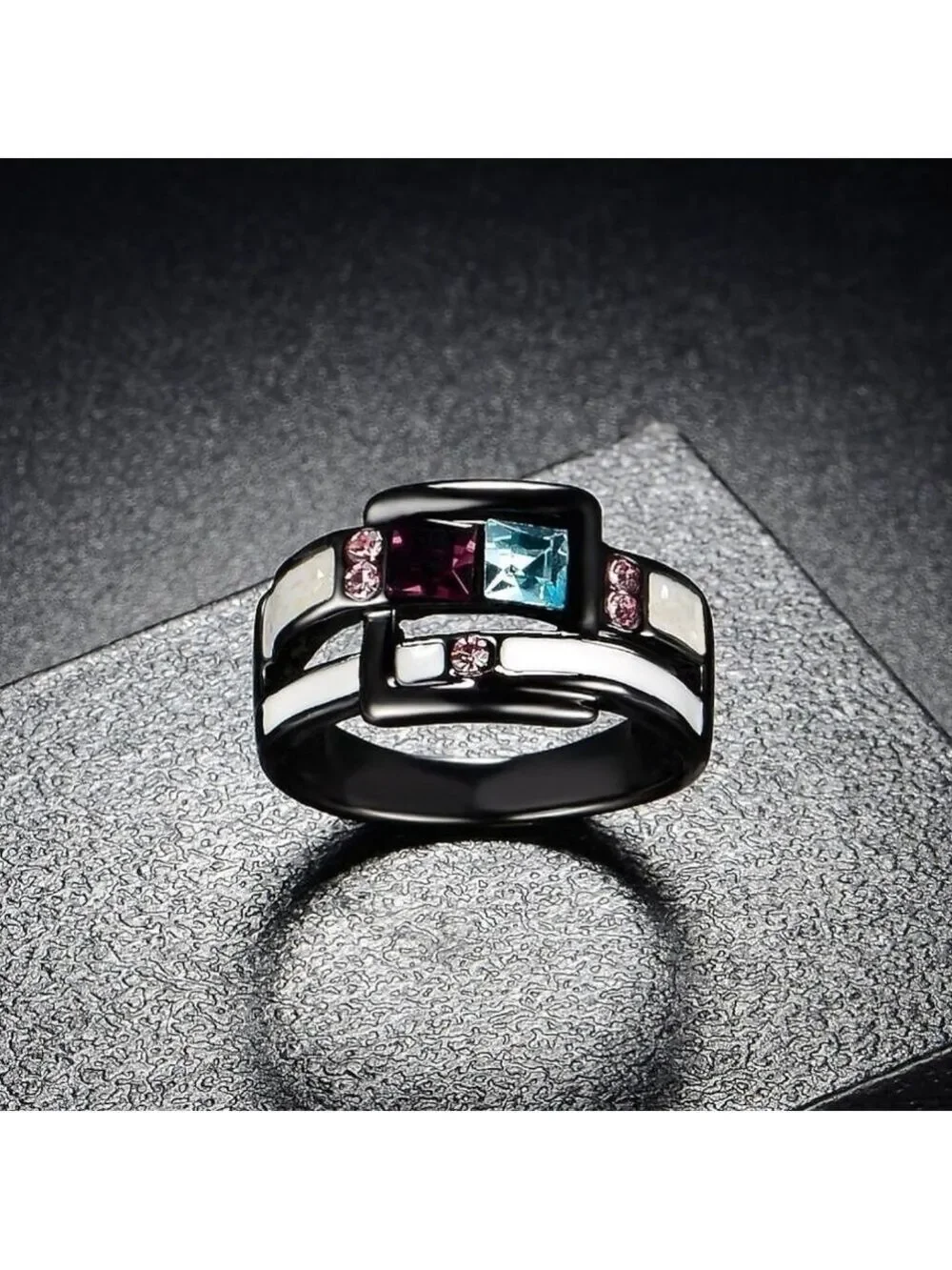 Fashion Enamel and Crystals Ring